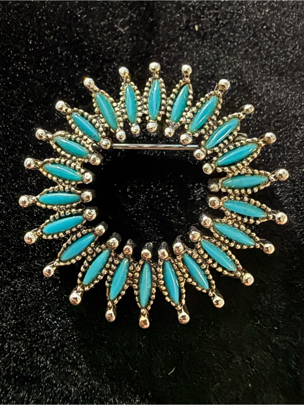 Turquoise Marquise Sunburst Brooch Pin - Women Jewelry